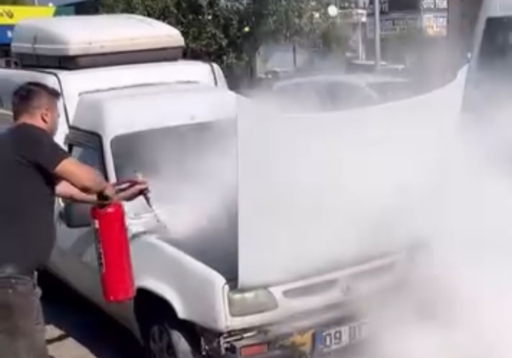 Söke’de korkutan araç yangını